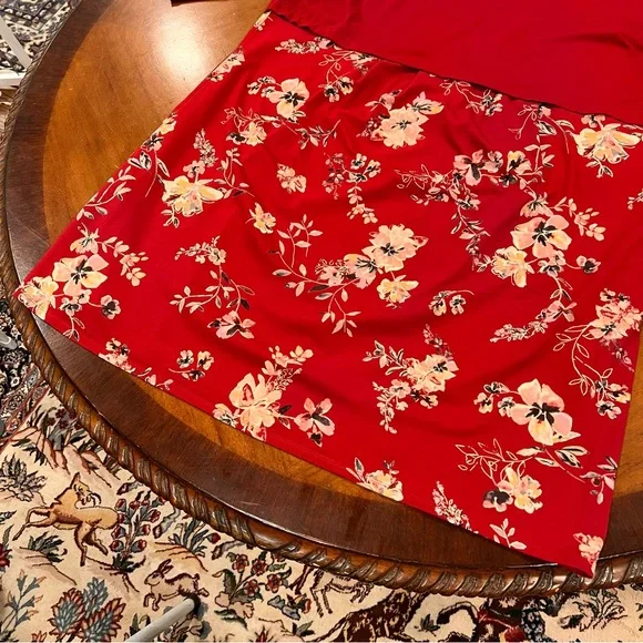 NEW $109 J.Jill Sepia Blossoms Knee-Length A-Line Dress Red Floral 2X 3/4 Sleeve - Picture 6 of 16